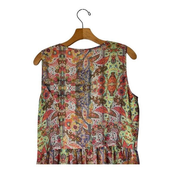 Brooks Brothers Red Fleece Dress Women 12 Multicolor Floral Fit And Flare Boho - Picture 3 of 11